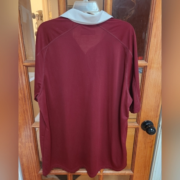 PC Adidas Burgundy and White Polo Shirt Athletic Style - Picture 2 of 3